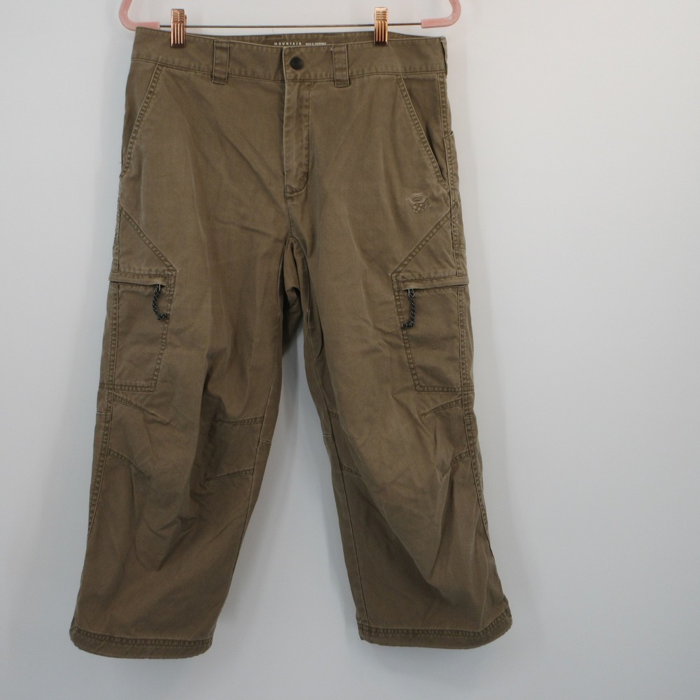 Mountain Hardwear Mens Brown Cargo Hiking Pants Size 34 OM2209 Articulated Knee